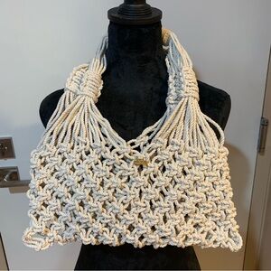 Cream Macramé Shoulder Bag